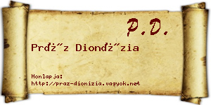 Práz Dionízia névjegykártya